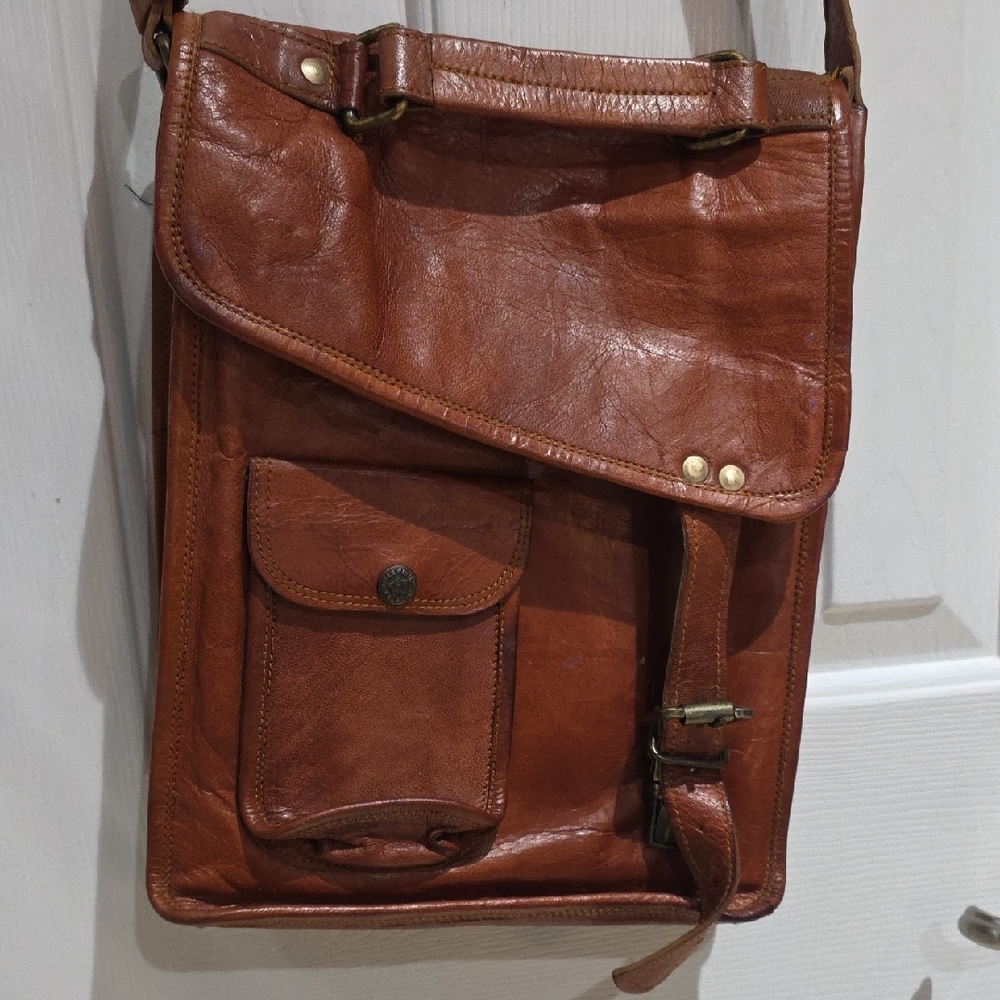 Great Seal Of The State Of Oklahoma 1907 Brown Leather Men's Bag